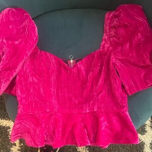 Saylor Velvet Peplum Top Size Medium